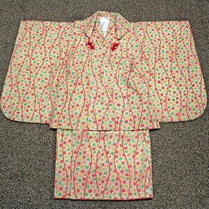 Girls Shichigosan Japanese Kimono and Hifu Vest Set